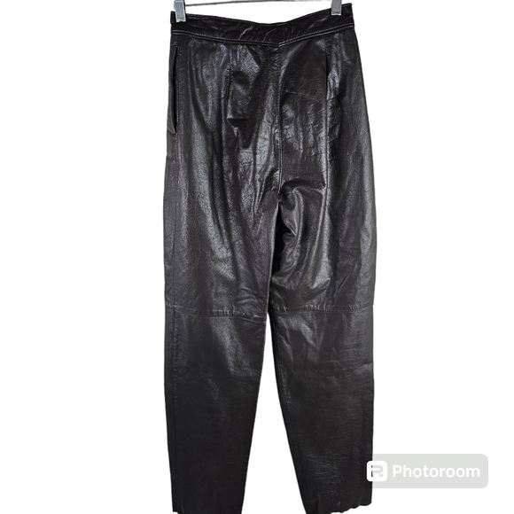 Comint Vintage 80s Retro High Waist Leather Pants in 7/8 - Picture 5 of 6